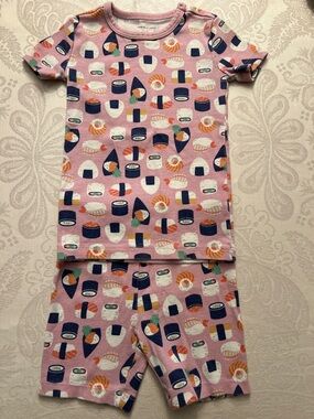 Janie and Jack Pink Sushi-Print 100% Cotton Short Pajama Set